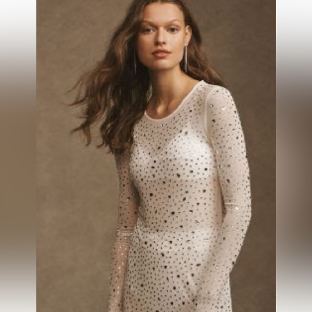 NWT Anthropologie Lamarque Maret Rhinestone Mesh Maxi Dress